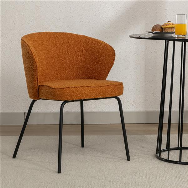 041-Set of 1 Fabric Dining Chair With Black Metal Legs,Ginger