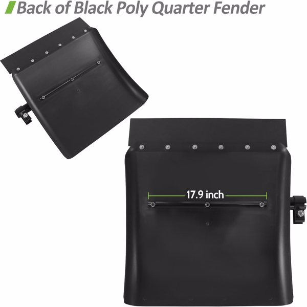 24" x 24" Pair of Black Poly Quarter Fenders Fit for Semi Truck, Heavy Duty Bracket Quarter Fender Fit for Freightliner Kenworth Volvo Peterbilt Mack International (Polypropylene)