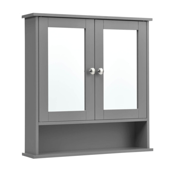 Gray bathroom cabinet with mirror