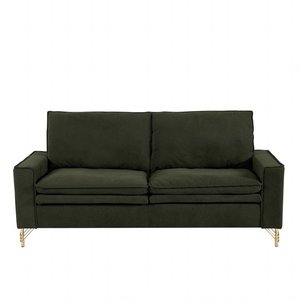 Green, Velvet Cloth Indoor Double Sofa With Metal Feet, 78.54"*31.69"*38.18"