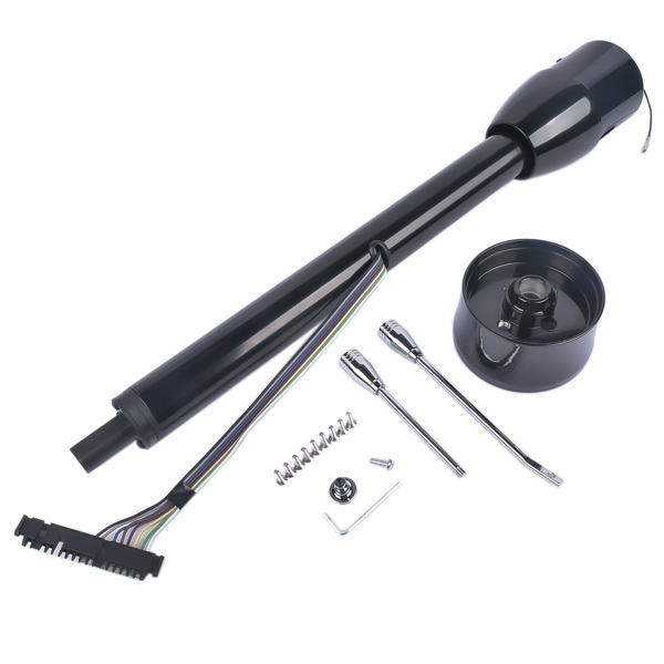 28" Black Stainless Tilt Steering Column Manual Floor Shift No Key with Adapter