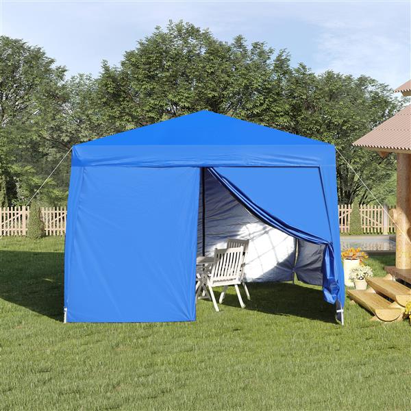 Outdoor 10x 10Ft Pop Up Gazebo Canopy  Tent Removable Sidewall with Zipper,2pcs Sidewall with Windows,with 4pcs Weight sand bag,with Carry Bag-Blue