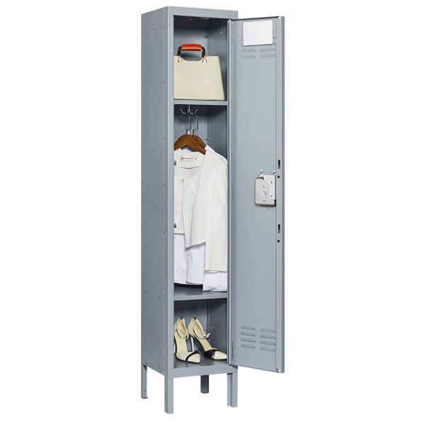 1 Door 66"H Metal Lockers With Lock for Employees,Storage Locker Cabinet for Home Gym Office School Garage,Gray