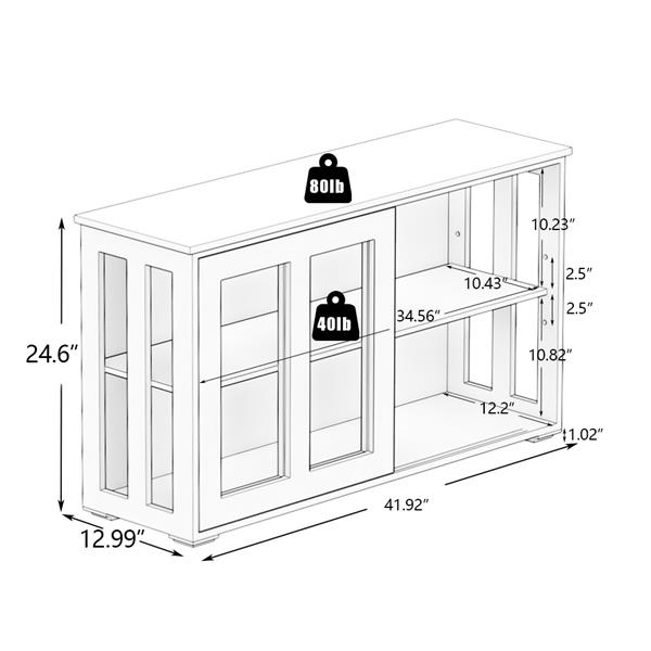 Kitchen Storage Stand Cupboard With Glass Door-White