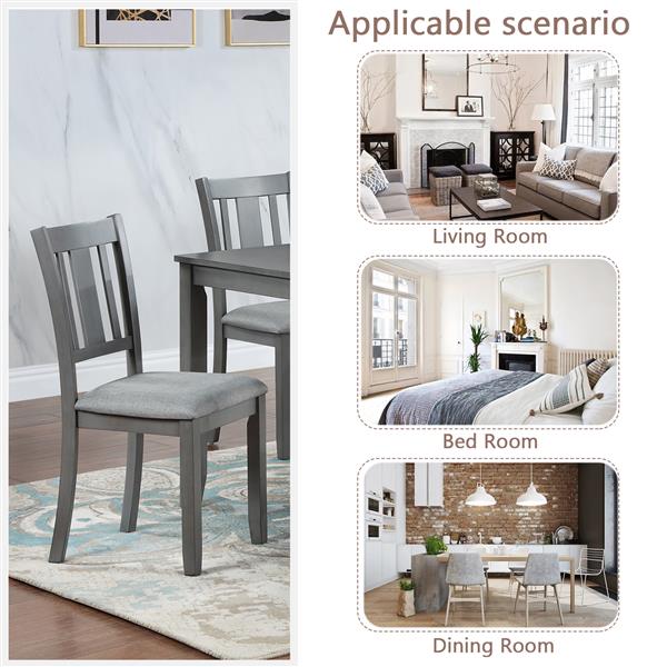 Wooden Dining Chairs Set of 4, Kitchen Chair with Padded Seat, Upholstered Side Chair for Dining Room, Living Room, Gray