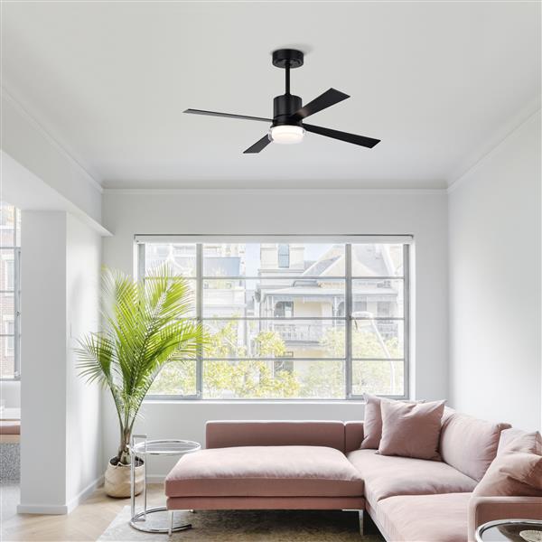 48'' Ceiling Fans with Lights and Remote,  Low Profile Ceiling Fan Flush Mount & Hang, 3000K-6500K Dimmable  LED Fan Light, White Modern Ceiling Fans with Lights for Bedroom