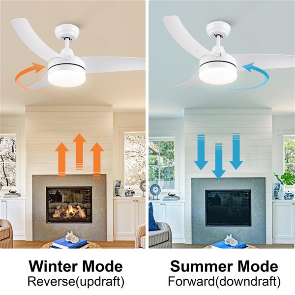 42 In Intergrated LED Ceiling Fan Lighting with White ABS Blade