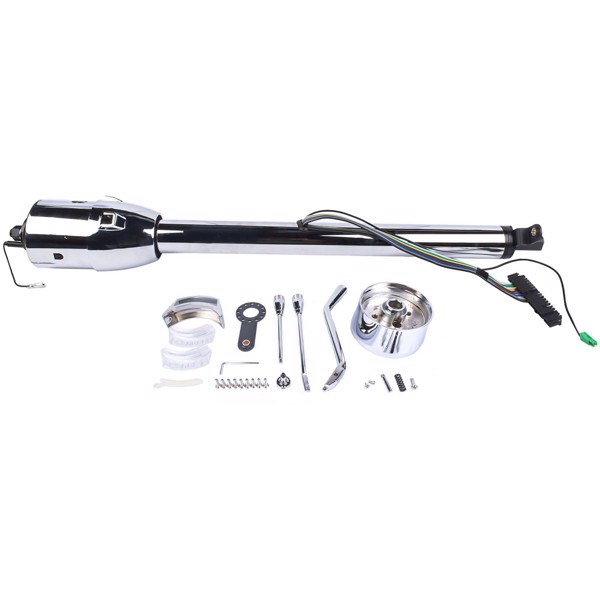 30" GM Steering Column Tilt Automatic No Key Universal W/ 9 Holes Adapter Chrome