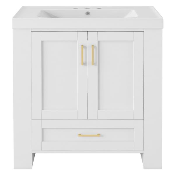 30'' Bathroom Vanity with Seperate Basin Sink, Modern Bathroom Storage Cabinet with Double-sided Storage Shelf,  Bathroom Vanity Cabinet with Single Sink