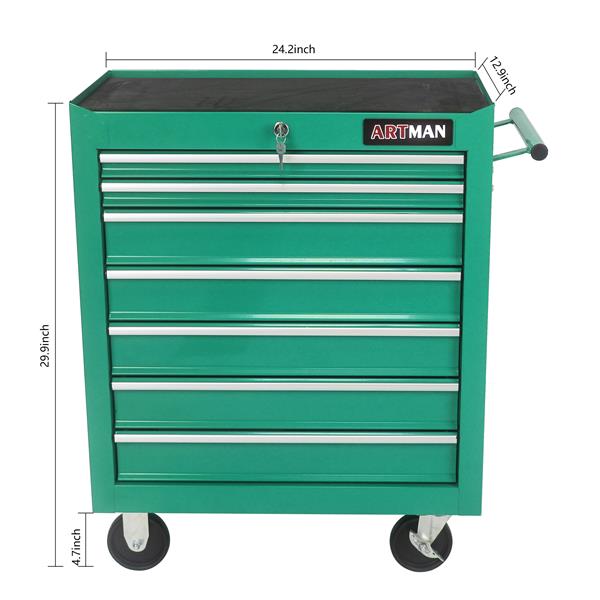 7 DRAWERS MULTIFUNCTIONAL TOOL CART WITH WHEELS-GREEN