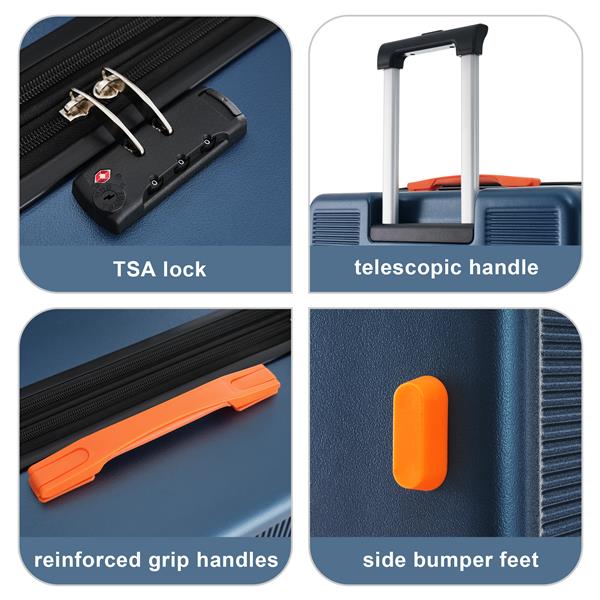 Contrast Color 3 Piece Luggage Set Hardside Spinner Suitcase with TSA Lock 20" 24' 28" Available