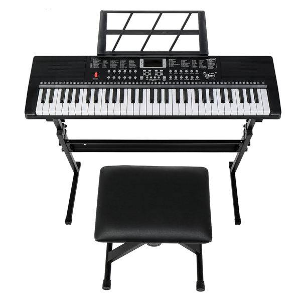 [Am à vendre] Glarry GEP-110 Clavier à 61 touches avec support de piano, banc de piano, haut-parleurs intégrés, casque, microphone, repose-partition, écran LED, 3 modes d'enseignement pour débutants