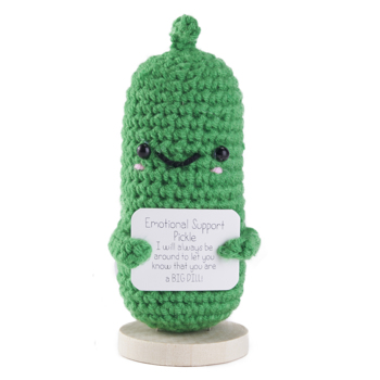 Positive Toy Gifts Funny Crochet Knitted Doll with Positive Card, Mini Creative Small Gifts for Friends, Family, Party Decoration Encouragement，Birthday Gifts (Cucumber) No Delivery on Weekends