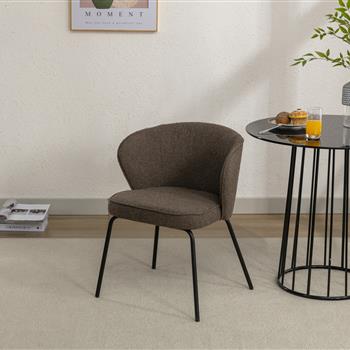 041-Set of 1 Fabric Dining Chair With Black Metal Legs,Dark Brown