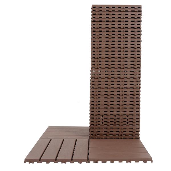 Plastic Interlocking Deck Tiles,44 Pack Patio Deck Tiles,11.8"x11.8" Square Waterproof Outdoor Floor All Weather Use, Patio Floor Decking Tiles for Porch Poolside Balcony Backyard (Dark Brown 44 pack)