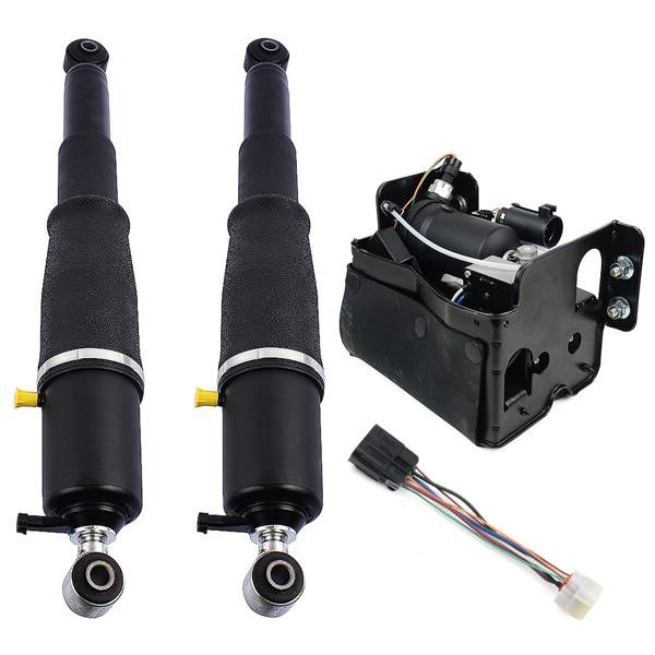 Pair Rear Air Suspension Shocks + Compressor Pump for Cadillac Escalade Chevrolet Avalanche Suburban 1500 Tahoe GMC Yukon 2001-2013 25979391 19300046 19299545