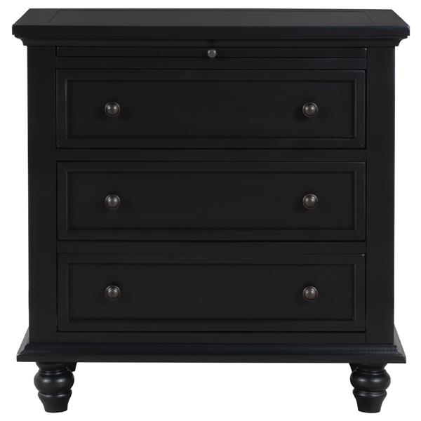 3-Drawer Storage Wood Cabinet, End Table with Pull out Tray