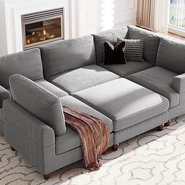 Modular Sectional Sofa with L Shaped Corner Sectional for Living Room, Office, Spacious Space