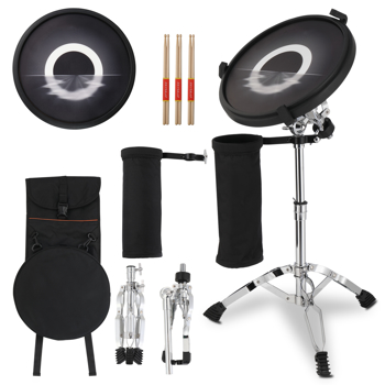 12in Drum Practice Pad Kit with Snare Drum Stand, Backpack, Drumsticks