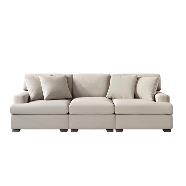 3 Seat Sofa with Removable Back and Seat Cushions and 4 Comfortable Pillows