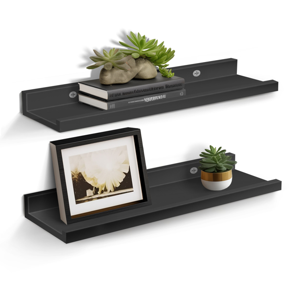 Small 16” Floating Shelves for Wall Décor Storage, Set of 2, Wood for Bedroom, Living Room, Bathroom, Kitchen, Picture Ledge and Farmhouse（No shipments on weekends）