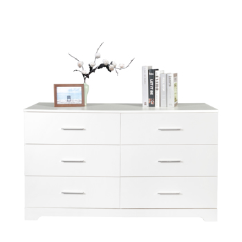 FCH 6 Drawer Double Dresser for Bedroom, Wide Storage Cabinet for Living Room Home Entryway, White