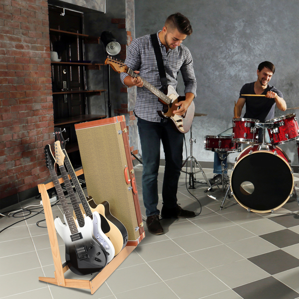 Folding Hardwood Guitar Case Stand for Electric Guitar, Bass, or Acoustic Guitars Hard Case,Save Space for Home, Studio