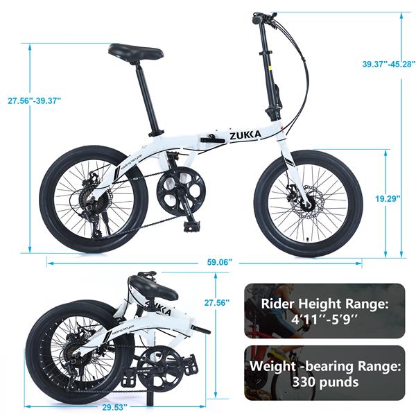 20" Folding Bike Aluminium Alloy Frame 8 Speed  City Bike