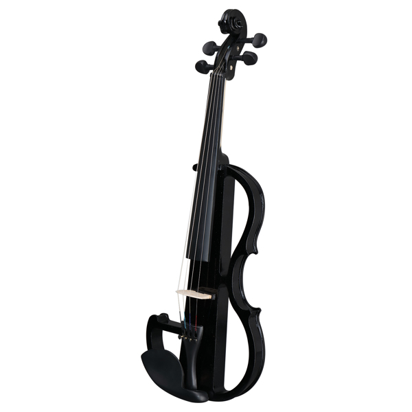 Full Size 4/4 Bunnel Edge Electric Silent Violin with Case Bow Rosin Headphone Connecting Line Black