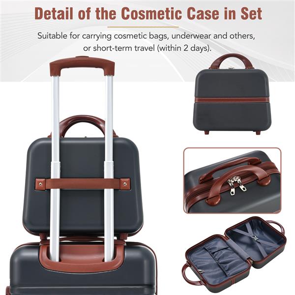 Hardshell Luggage Sets 3 Pieces 20"+24" Luggages and Cosmetic Case Spinner Suitcase with TSA Lock  Lightweight