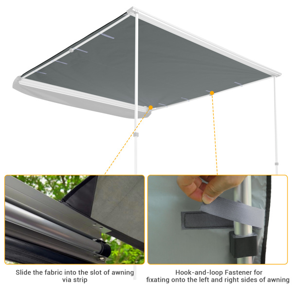 250 x 250cm Canopy for Carside Awning,Rooftop Pullout Ripstop UPF50+ Side Awning, Reinforced Hinges & Poles for Jeep/SUV/Truck/Van only Roof （ No shipping on weekends.）