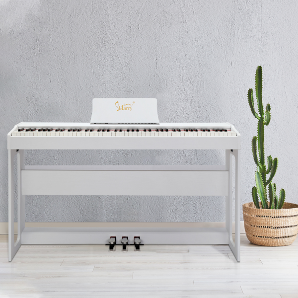 [Do Not Sell on Amazon] Glarry GDP-104 88 Keys Full Weighted Keyboards Digital Piano with Furniture Stand, Power Adapter, Triple Pedals, Headphone, for All Experience Levels White--Replace34914483