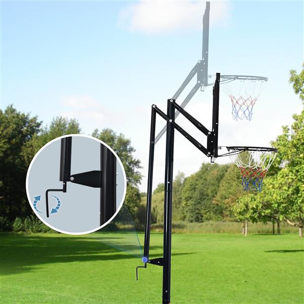 Portable Basketball Hoop & Goal with Vertical Jump Measurement, Outdoor Basketball System with 7.5-10ft Height Adjustment in 44'' Backboard for Youth/Audlt, Manual Lifting Basketball Hoop