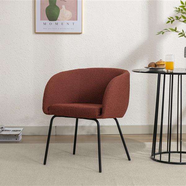 039-Set of 1 Fabric Dining Chair With Black Metal Legs,Wine Red