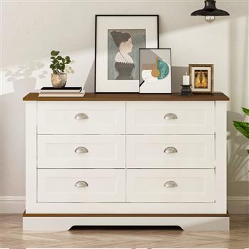 Drawer dresser cabinet,Sideboard,bar cabinet,Buffet server console,table storge cabinets,metal handle in the shape of silver shell,forDiningRoom,Living Room,bedroom,Kitchen Hallway,Color: white +brown