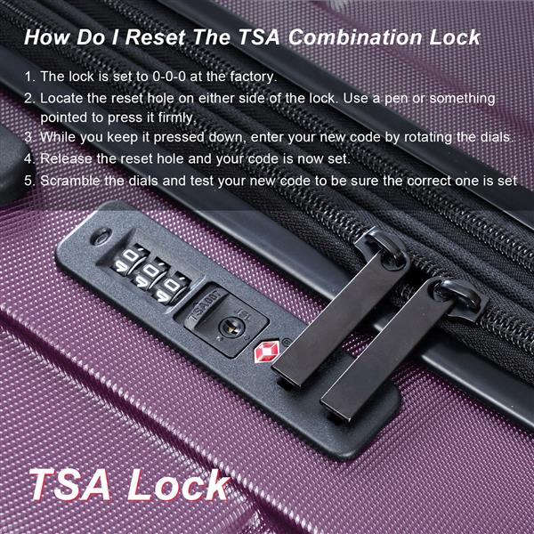 Luggage Sets New Model Expandable ABS+PC 3 Piece Sets with Spinner Wheels Lightweight TSA Lock (20/24/28),DEEP PURPLE