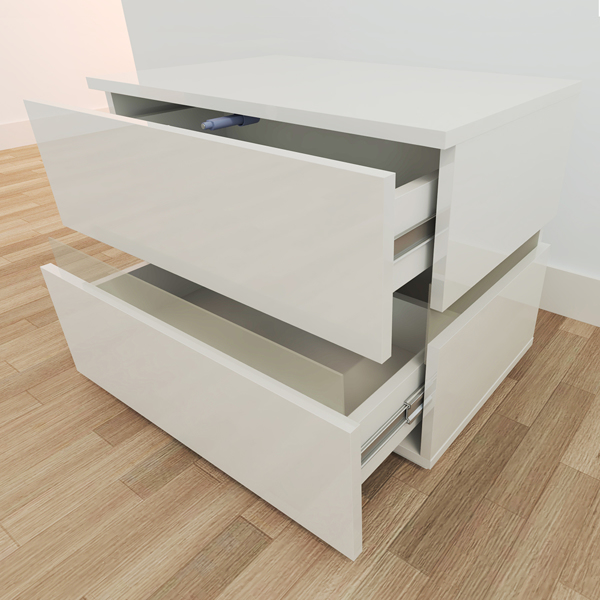 RGB LED Double Side Cabinet Bedside Table White