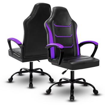 Video Game Chairs,  Computer Gaming Chair with Breathable PU Leather, Height Adjustable Computer Chair, Racing E-Sport Gamer Chair for Adults and Teenagers, Purple