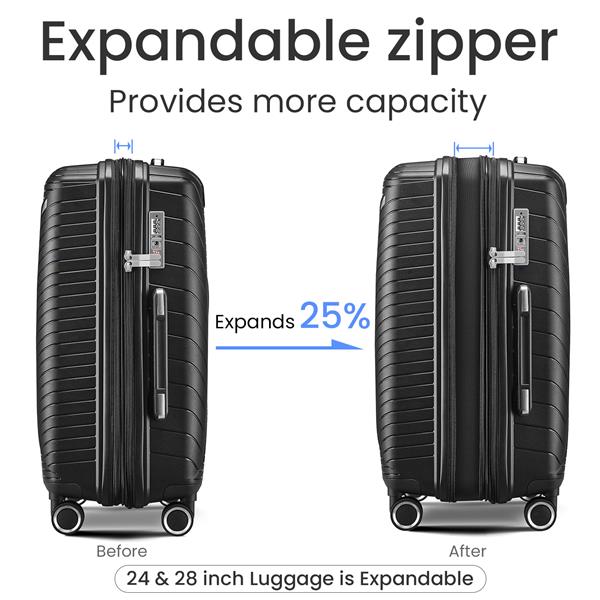 Luggage Sets 4 Piece(14/20/24/28), Expandable Lightweight Suitcase with 4 Double 360 Degrees Mute Spinner Wheels PP Materials Durable TSA Lock Travel Luggage