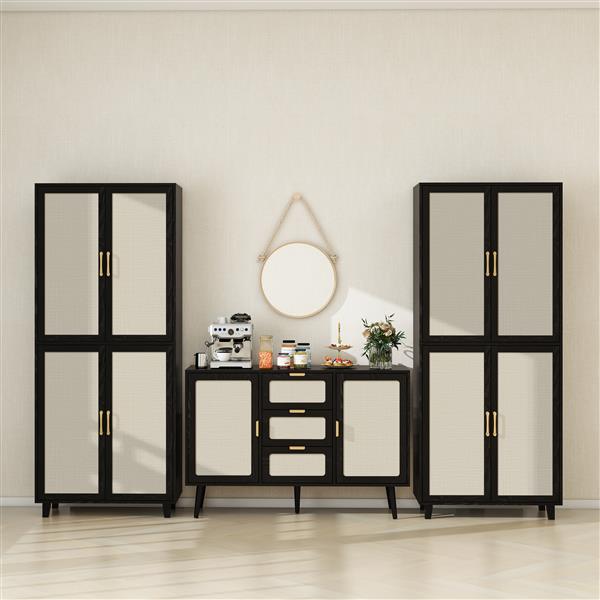 4 Door Cabinet, with 4 Adjustable Inner Shelves, Storage Cabinet