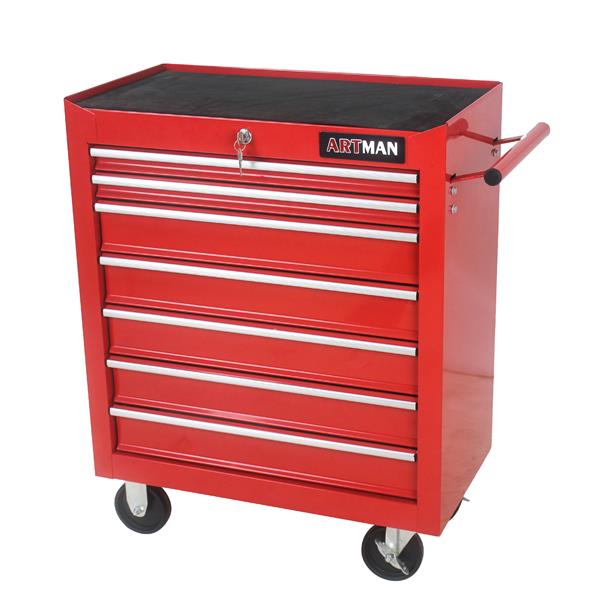 7 DRAWERS MULTIFUNCTIONAL TOOL CART WITH WHEELS-RED