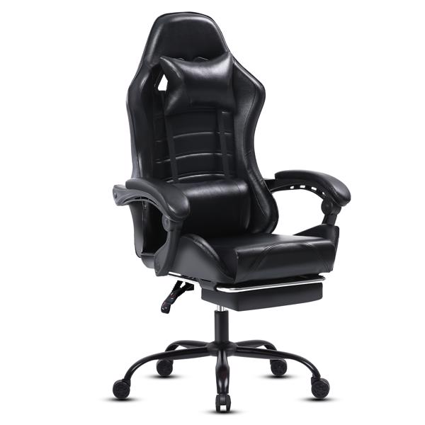 Gaming Chair, Computer Chair with Wheels, Adjustable Height Pu Leather Gamer Chair Office Desk Chair, Ergonomic Video Game Chair for Adults