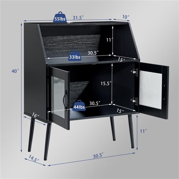 SIDEBOARD, Bufft Cabinet, Side Dining table, Glass door, 1pc per CTN