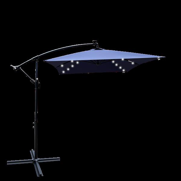 Rectangle 2x3M Outdoor Patio Umbrella Solar Powered LED Lighted Sun Shade Market Waterproof 6 Ribs Umbrella with Crank and Cross Base for Garden Deck Backyard Pool Shade Outside Deck Swimming Pool