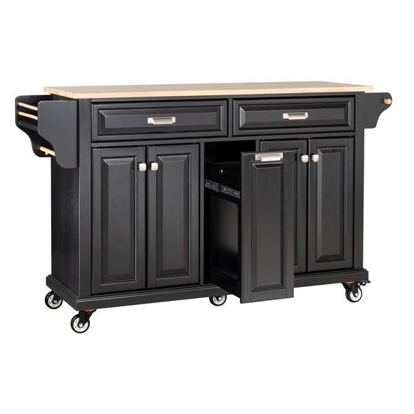 Natural Wood Top Kitchen Island with Storage