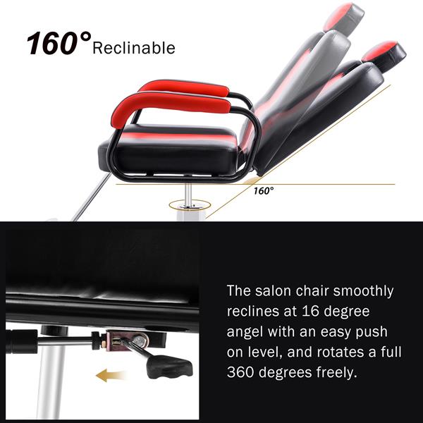 Deluxe Reclining Barber Chair with Heavy-Duty Pump for Beauty Salon Tatoo Spa Equipment