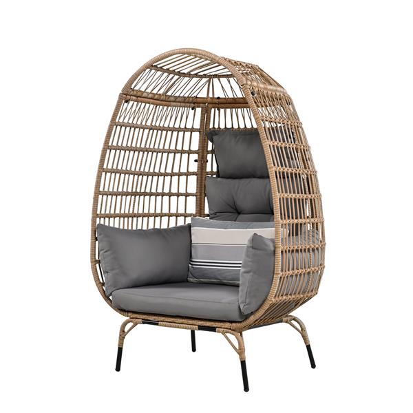 Rope Egg-shaped Chair with Removable Cushion, Suitable for Courtyard, Garden, Balcony.