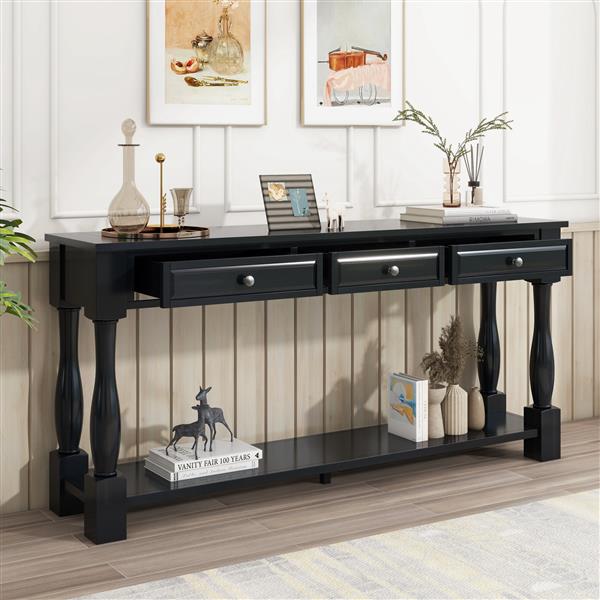 Console Table 63" Long Console Table with Drawers and Shelf for Entryway, Hallway, Living Room