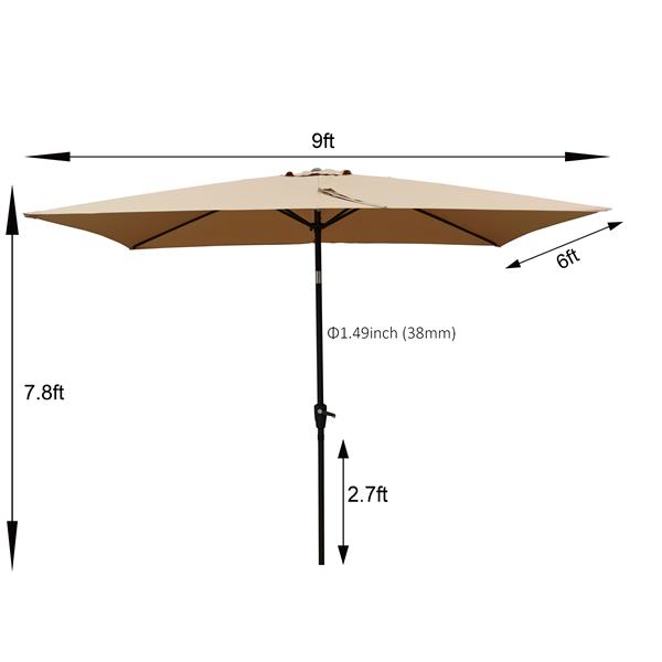 6 x 9ft  Patio Umbrella Outdoor  Waterproof Umbrella with Crank and Push Button Tilt without flap for Garden Backyard Pool  Swimming Pool Market