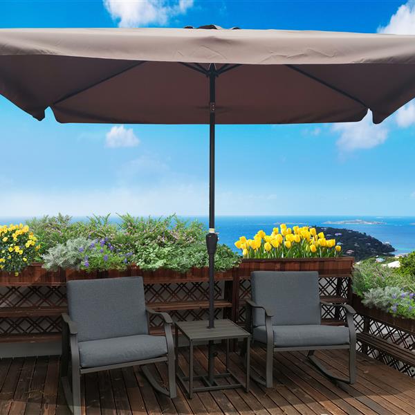 10 x 6.5ft Rectangular Patio Umbrella Outdoor Market Umbrellas with Crank and Push Button Tilt for Garden Swimming Pool Market